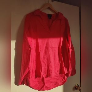Pink 100% linen blouse size L